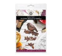 Cosmic Shimmer Winter Robin Silicone Mould, Use with Air Dry Clay, Resin, Wax, Polymer Clay & More. Design Size 52mm×55mm×5mm, for Christmas Mixed Media, Katy Sue Craft Moulds