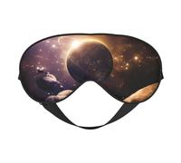 Cosmic Shining Planet Print Soft Eye Mask –Elastic Nighttime Shade, Light-Proof Blindfolds for Plane, Yoga, Travel, Full Eye Covers