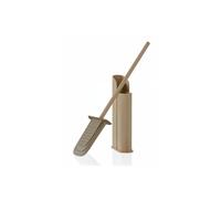 COSMIC Flat Silicone Bathroom Loo Brush with a Flexible and Ultrafine Design. Dual-Mount Toilet Brush Holder for Floor or Wall Installation. Sand Color Brush Holder