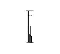 COSMIC Flat Base Toilet Paper Holder with Integrated Ultra-Slim Toilet Brush for Bathroom with Minimalist Design. Free-Standing Holder for Toilet Paper with Silicone Toilet Brush, in Matte Black Color