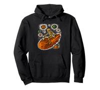 Cosmic Skeleton Riding Flaming Space Asteroid Meteor Comet Pullover Hoodie