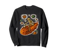 Cosmic Skeleton Riding Flaming Space Asteroid Meteor Comet Sweatshirt