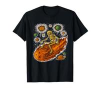 Cosmic Skeleton Riding Flaming Space Asteroid Meteor Comet T-Shirt