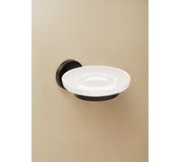 Cosmic Soap Dish, Wall-Mounted, Glass And Metal, Matt Black, Anti-Corrosion, Start Collection