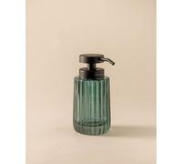 COSMIC Lido Soap Dispenser for Bathroom with Elegant and Circular Design. Countertop Dispenser for Bathroom and Kitchen made of Glass. Refillable Accessory of 300 ml in Bluish Green Color.
