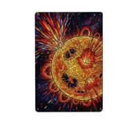 Cosmic Solar Surface Sun Flare Celestial Galaxy Space Surreal Metal Tin Sign Plaque Wall Decor for Cafe, Man Cave, Club Bar, Office, Home Garden Round Metal Poster 8x12Inch