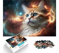 Cosmic Space Cat1000 Piece Puzzle For teenagers Stress Reliever Staycation Kill time Every Piece is Unique - Challenging Family Fun Game 38x26cm