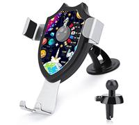 Cosmic Space Galaxy Planets Pluto Venus Mars Jupiter Car Phone Mount Stand, Hands Free Cell Mobile Phone Holder, Non-Slip Ultra Stable Universal Fit Automobile Clamp Cradle