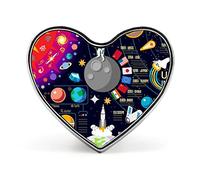 Cosmic Space Galaxy Planets Pluto Venus Mars Jupiter Heart Brooch Pin, Unisex Smooth Surface Lapel Tie Pin, Lightweight Badge Jewelry Crafts Decor for Costume Accessory Men Women