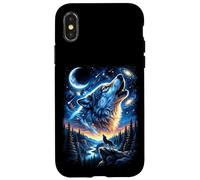 Cosmic Space Howling Wolf Galaxy Forest Case for iPhone X/XS