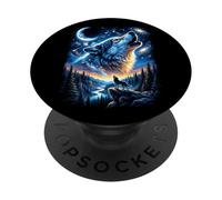 Cosmic Space Howling Wolf Galaxy Forest PopSockets Adhesive PopGrip
