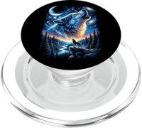 Cosmic Space Howling Wolf Galaxy Forest PopSockets PopGrip for MagSafe