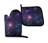 Cosmic Space Oven Mitts and Pot Holders Set Kitchen Heat Resistant Oven Gloves and Hot Pads Potholders for BBQ Baking Cooking Gloves
