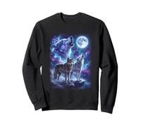 Cosmic Space Wolf Wolves Family Howling At Moon Animal Men Sweatshirt