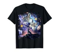 Cosmic Space Wolf, Wolves Family Howling, Celestial Bond T-Shirt