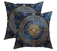 Cosmic Star Map Throw Pillow Covers Set of 2, Deep Blue Astrology Decorative Cushion Covers, Celestial Home Decor for Sofa Bed Couch, Ideal for Space Lovers 18x18 Inch