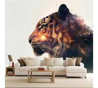 Cosmic Star Tiger Wallpaper Mural Minimalist Art Photo Wallpaper Cosmic Star Tiger 3D Wall Mural 500x280cm Non-Woven Premium Art Print Decoration Poster Picture for Living Room Bedroom TV Backdrop