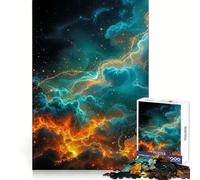 Cosmic Stardust And Thunderclouds With Golden Lightning 1000 Piece Jigsaw Puzzles for Adults Jigsaw Sharp Logic, DIY Fun, Family Pastime, Table Accent (38x52cm)
