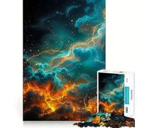 Cosmic Stardust And Thunderclouds With Golden Lightning 1000 Piece Jigsaw Puzzles for Adults Jigsaw Sharp Logic, DIY Fun, Family Pastime, Table Accent (38x52cm)