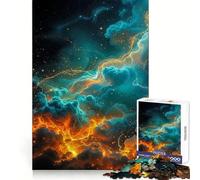 Cosmic Stardust And Thunderclouds With Golden Lightning Teenagers 1000 Piece Jigsaw Puzzle Logic Play, Clear Hue, Family Enjoyable, Nice Art (38x26cm)