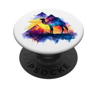 Cosmic Starry Night Egyptian Pyramid Camel Watercolor PopSockets Adhesive PopGrip