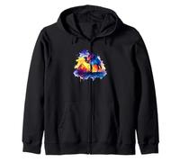 Cosmic Starry Night Egyptian Pyramid Camel Watercolor Zip Hoodie