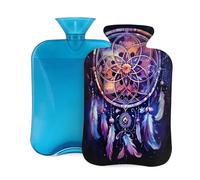 Cosmic Starry Sky Dream Catcher Hot Water Bottle with Cover, 2L PVC Hot Water Bag for Pain Relief, Hand Foot Warmer, Hot & Cold Therapy with Removable Cover, Gift for Women Kids Family