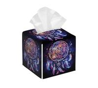 Cosmic Starry Sky Dream Catcher Tissue Box Cover Square Waterproof PVC Tissue Holder Leather Facial Paper Organizer Dispenser for Home Office Bathroom Car Tabletop Nightstand Vanity