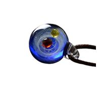Cosmic Starry Sky Glass Ball - Dreamy Pendant, Celestial Decor, Suitable as (Pendant - Blue Background with Double Beads)