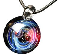 Cosmic Starry Sky Glass Ball - Dreamy Pendant, Celestial Decor, Suitable as (Pendant - Rose Red Beads)