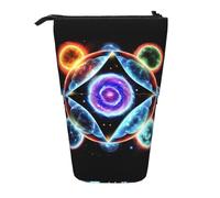 Cosmic Stars Expandable Stand Pencil Pouch, Multi-Design Oxford Fabric, Adjustable Height, Multi-Use Cosmetic Bag
