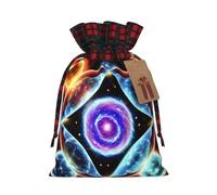 Cosmic Stars Holiday Printed Drawstring Pouch M For Party, Wedding, And Festival, Lightweight Polyester