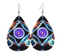 Cosmic Stars Leather Earring. Stylish teardrop shape, perfect for women, and a great decorative choice for parties and holidays.
