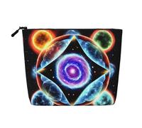 Cosmic Stars Single-Layer Linen-Look Makeup Pouch with Zipper Ensuring for Your Daily or Travel Needs