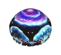 Cosmic Stars Women's shower cap, waterproof, reusable, with washable elastic cord, suitable for long hair and braids, ideal for showering.