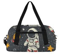 Cosmic Sun Print Kids Duffle Bag Boys Girls Small Sport Dance Gym Bag for Overnight Travel Weekender Carry On, Astronauts in Space, 18.5"L x 9.4"W x 7.8"H