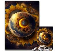 Cosmic Sunflower Jigsaw Puzzles for Adults 1000 Piece Wooden Puzzles Perfect for Family Fun on Christmas, Thanksgiving, Birthdays & Easter 50x75CM/19.68x29.52inch