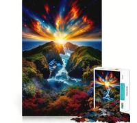 Cosmic Sunset Over Sea Cliffs 1000 Piece Jigsaw Puzzle Calm Game, Perfect Connection, Joyful Challenge, Xmas Present (38x26cm)