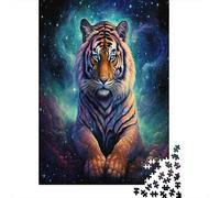 Cosmic Tiger Portrait 1000 Piece Sturdy Cardboard Jigsaw Puzzle Set Senior Enthusiasts Concentration Training Wall Decoration 70x50cm/1000pcs
