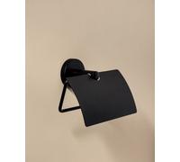 Cosmic Toilet Roll Holder With Cover, Matt Black, Hidden Fixings, Anti-Corrosion, Start Collection