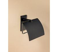 Cosmic Toilet Roll Holder With Cover, Self-Adhesive, Black, Stick Collection