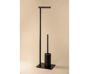 Cosmic Toilet Roll Holder With Toilet Brush, Freestanding, Matt Black, Essentials Collection