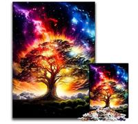 Cosmic Tree of Life 1000 Piece Jigsaw Puzzles for Adults Wooden Jigsaw Relaxing Entertainment, Home Decor 50x75CM/19.68x29.52inch