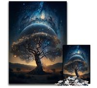 Cosmic Tree of Life 1000Pc Adults Jigsaw Puzzle Wooden Jigsaw Puzzles Fun at Home Activities, Birthday Present, Travel Gifts 50x75CM/19.68x29.52inch