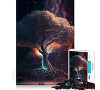 Cosmic Tree Of Life Jigsaw Puzzles for Teenagers 1000 Piece Calm Daily, Indoor Play, Joyful Challenge, Night Game (38x26cm)