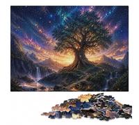 Cosmic Tree of Life Waterfall Landscape Wooden Jigsaw Puzzle for Adults | Section-by-section building: a clear build method on quiet evenings.