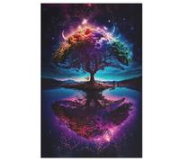 Cosmic Tree of Life Wooden Jigsaw Puzzles for Adults 1000 Difficult Hard Poster Puzzle Jigsaw Puzzle 1000 Piece Precise Interlocking Family Gathering Educational Game Toys （78×53cm）
