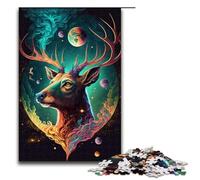 Cosmic Trippy Deer Jigsaw Puzzles Pieces for Adults Wooden Puzzles Home Activity for Holidays Birthdays And Family Game Nights 1000 PCS(75x50cm)