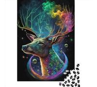 Cosmic Trippy Deer1 Wooden Jigsaw Puzzles for Adults 1000 Piece Toys Family Jigsaw Games Birthday Puzzle Educational Boys Girls 1000pcs (75x50cm)
