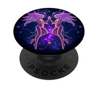 Cosmic Twin Energies - Galaxy Gemini Zodiac Sign PopSockets Adhesive PopGrip